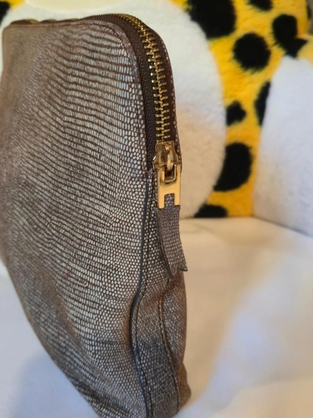 India Hicks 100%leatherTaupe Textured Clutch Bag